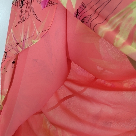 Meghan Matthews Coral Pink Floral Maxi Skirt Womens 16 Flowy Boho Hippie Vtg - Picture 7 of 11